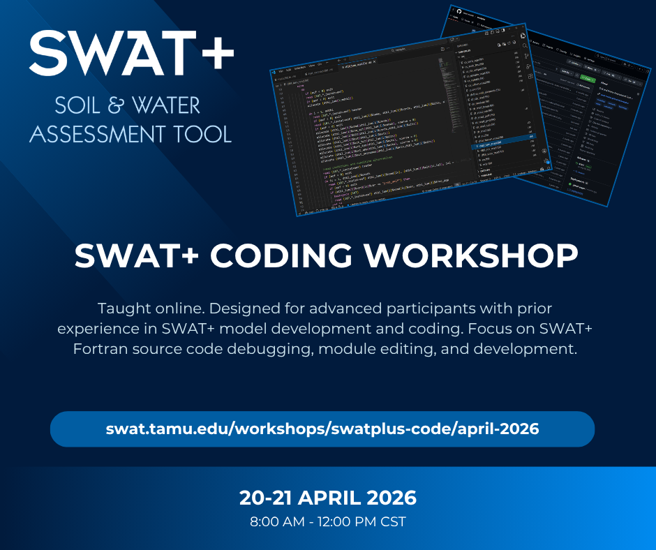 April 2026 Online SWATPlus Advanced Coding Workshop