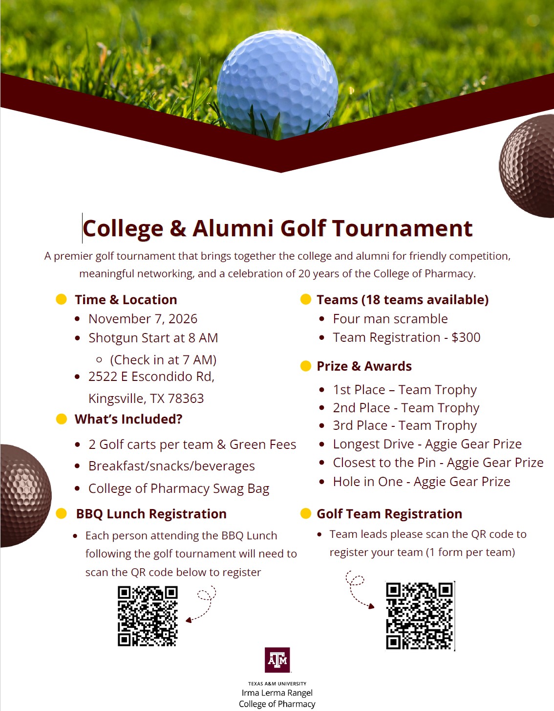 College of Pharmacy 20th Anniversary Golf Tourney