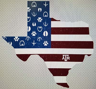Decal - Texas shape USA Flag – ATM