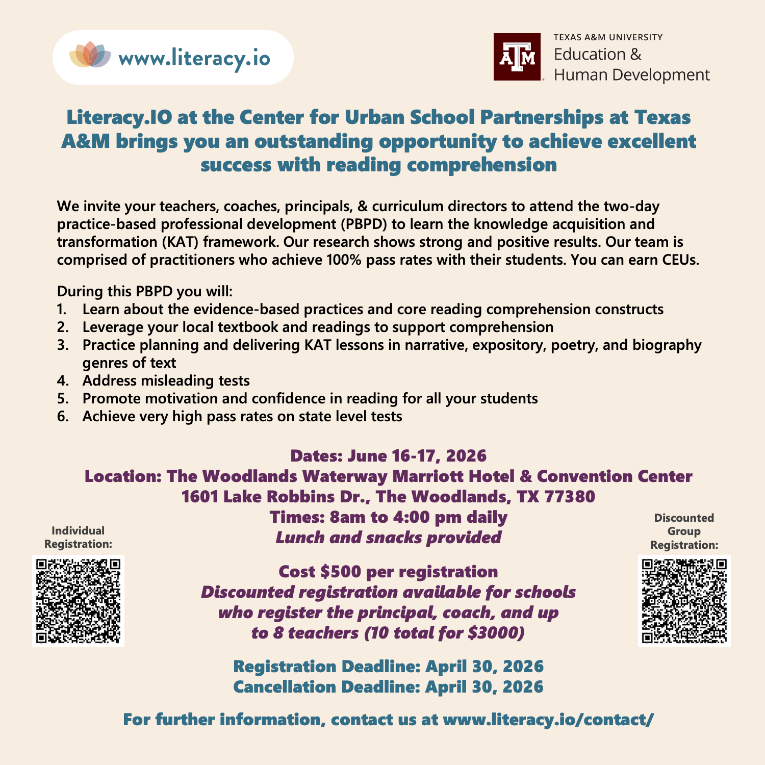 Literacy.IO at CUSP/KAT- Practice-Based Professional Development - Group Registration