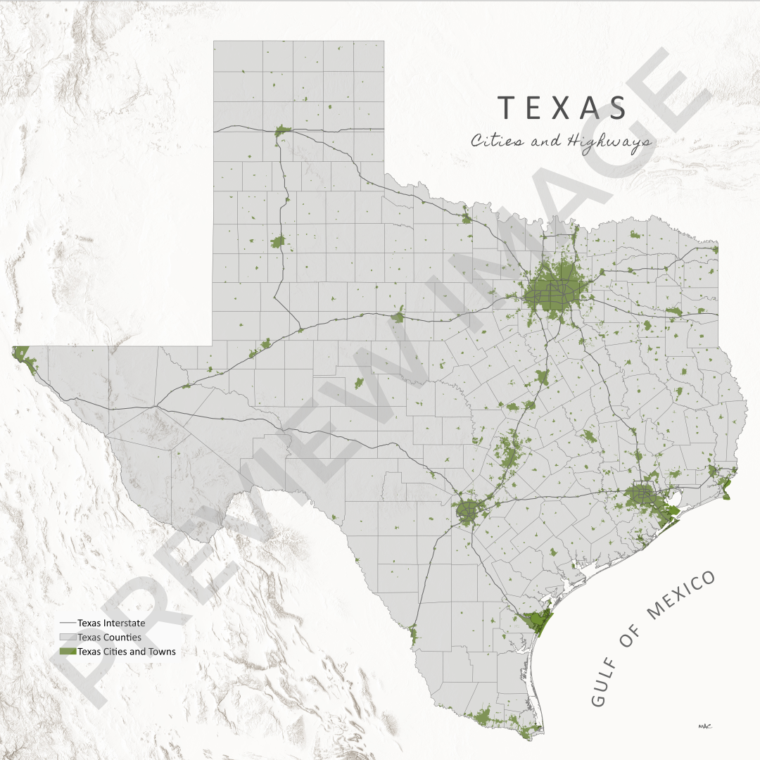 Texas Cities and Highways Map