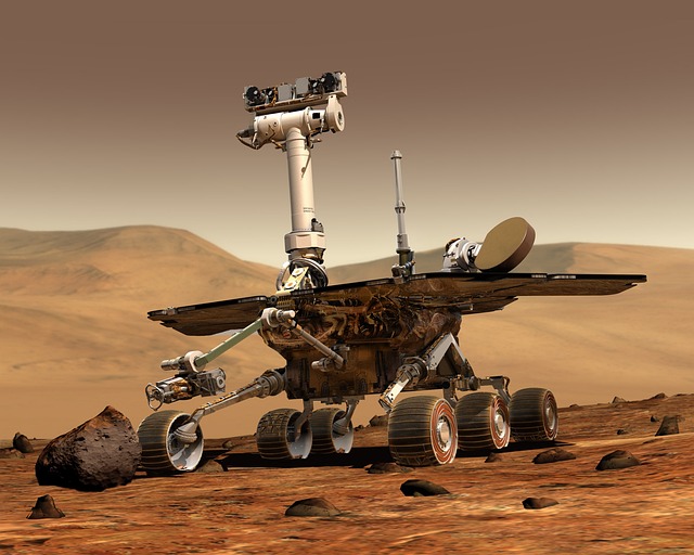 An image of a rover on the surface of Mars.