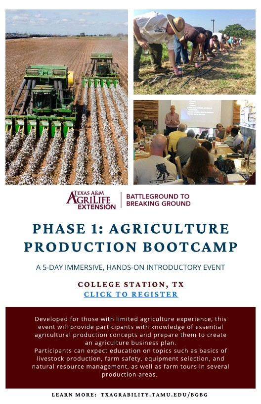 Phase 1: Introduction to Agriculture Boot Camp (January 9-13, 2023)
