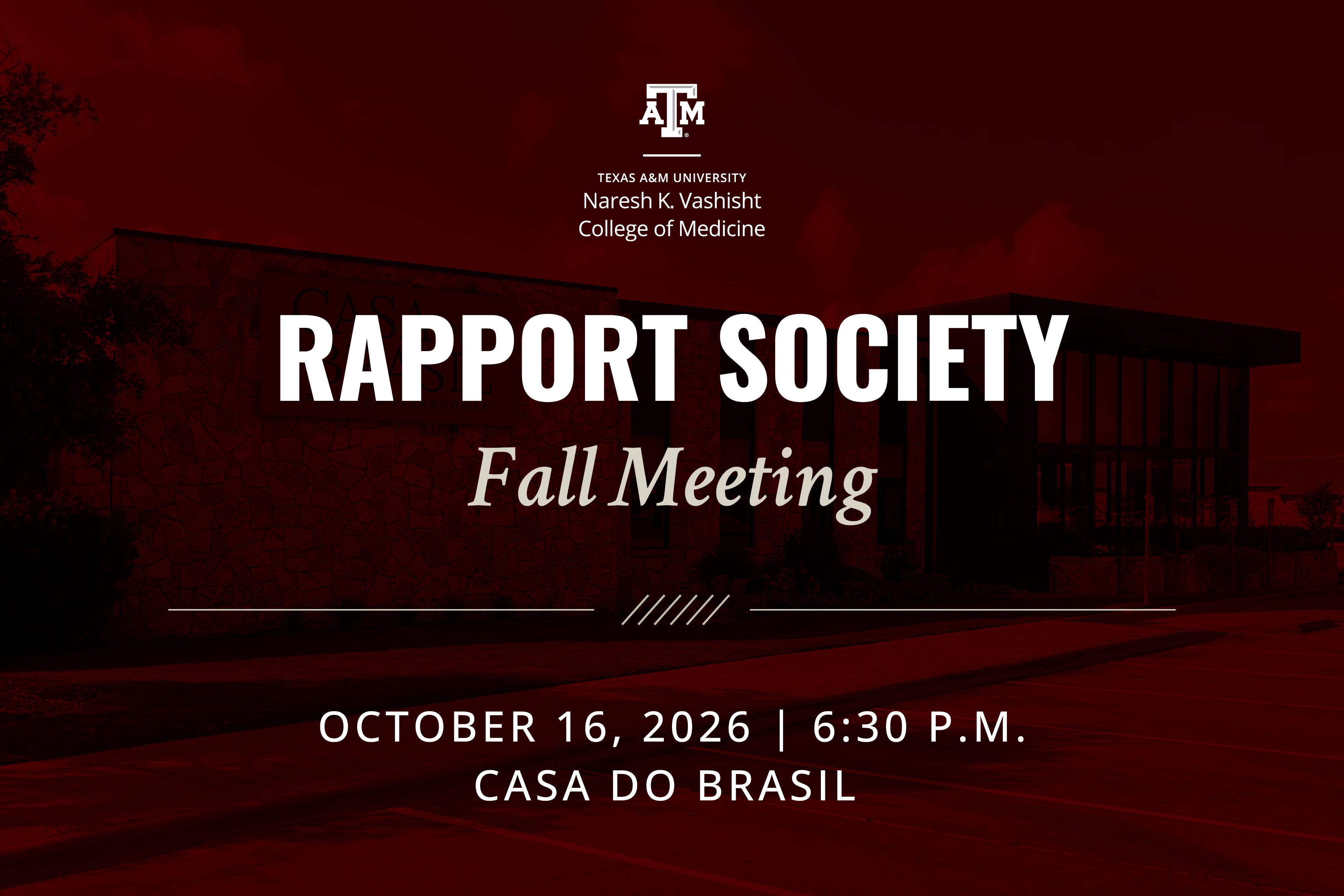 Rapport Society 2026 Meeting