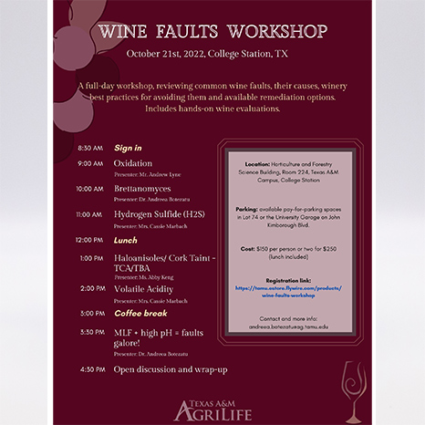 Wine Faults Workshop  (Oct 21, 2022)